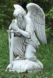 Kneeling Male Angel Garden Statue