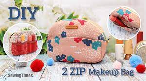 diy 2 zip makeup bag cosmetic pouch