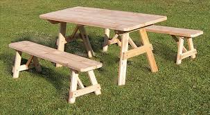 Traditional Cedar Table W 2 Benches
