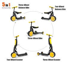 Compact, adjustable balance bike for kids. 5 In 1 Multifunction Kick Scooter For 3 Years Old Kids Best Design 3 Wheels Scooter For Kids