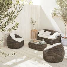 Round Rattan Garden Sofa Set