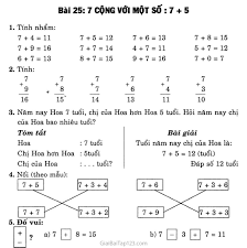 Giải vở bài tập Toán lớp 2 tập 1 Bài 25: 7 cộng với một số 7 + 5