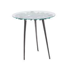 Large Round Glass End Accent Table