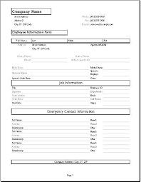 Sample Employee Information Sheet Employee Contact Form Sample