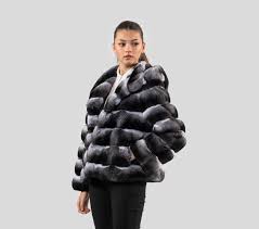 Chinchilla Fur Jacket With Hood 100