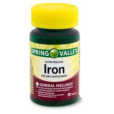 spring valley iron tablets 65 mg 100