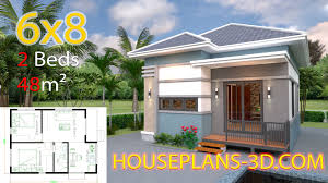 House Design 6x8 With 2 Bedrooms Hip Roof Small House