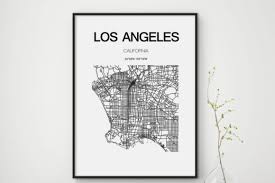 Los Angeles Map Print Wall Art Decor