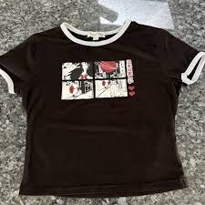 anime black cropped top shirt juniors