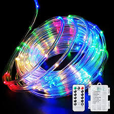 Amazon Com Fitybow Led Rope Lights Battery Operated String Lights 40ft 120 Leds 8 Modes Fairy Lights With Remote Timer Outdoor Decoration Lighting For Garden Patio Party Weddings Christmas Decor Multi Color