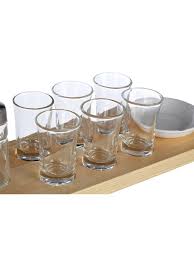Tequila Shot Glass Set Wooden Tray