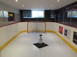 Basement Hockey Rink With Synthetic Ice
