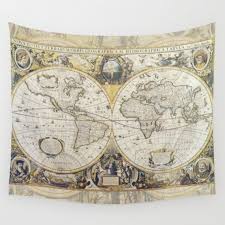 Map Tapestry Wall Hanging Antique Map