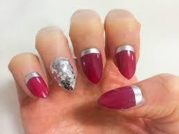 red and silver sti false nails set