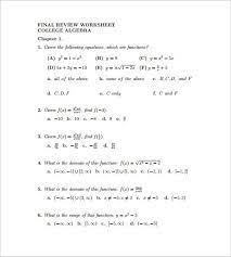 8 College Algebra Worksheet Templates