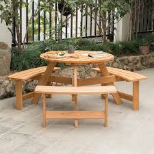 Round Wooden Outdoor Picnic Table