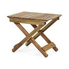 Weathered Outdoor Folding Wooden Side