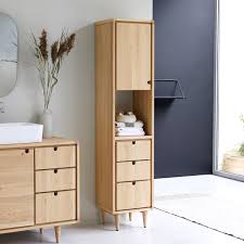 The average price for oak bathroom wall cabinets ranges from $50 to $900. Tall Oak Bathroom Unit 180 Cm Bathroom Storage Furniture Tikamoon