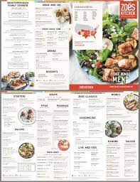 menu of zoes kitchen restaurant