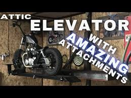 attic with motorcycle lift