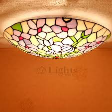 Stained Glass Shade Alloy Fixture Flush Mount Tiffany Ceiling Lights