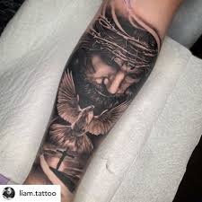 Check out tons of inspirational jesus tattoos and designs and discover the meaning of christian symbol tattoos. Liam Tattoo Awesome Jesus Tattoo I Got To Do Today Thanks Devon Done At Jesus Tattoo Christ Tattoo Half Sleeve Tattoos Forearm