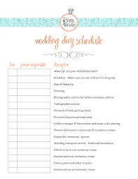 wedding day schedule template knox