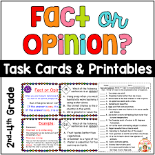 Fact And Opinion Task Cards And Printables