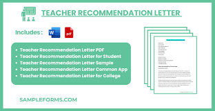 teacher recommendation letter sles