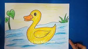 Vẽ con vịt/ hướng dẫn bé vẽ và tô màu con vịt - Draw a duckling - YouTube