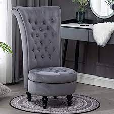 Maybe you would like to learn more about one of these? Amazon Com Velvet Makeup Vanity Chair With High Back Storage Bedroom Seat Living Room Furniture Deco For Dressing Table 15 4 Inch Seat Height Grey Home Kitchen