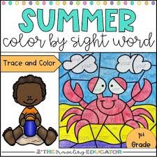 #piratethemed it makes a great summer activity or literacy center in kindergarten or first grade! Summer Color By Sight Words For First Grade By The Traveling Educator