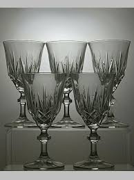 Lead Crystal Cut Glass Set Of 5 Wine
