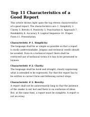 top 11 characteristics of a good report