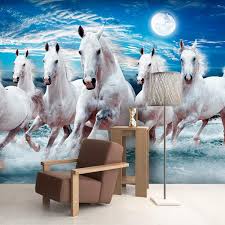 Wall Mural White Horses On Water
