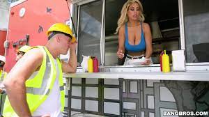 Hot-dog truck slut Bridgette B fucks pleases construction worker with her  big tits