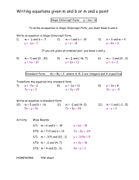 Writing Equations Given M And B Or M