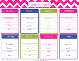 Weekly Meal Planning Printable A Spark Of Creativity