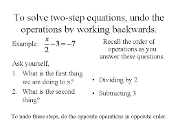 solve twostep equations undo