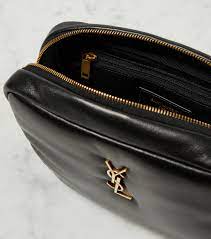 quilted leather makeup bag in black