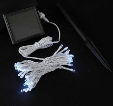 Pure White Solar Christmas Lights With 50 Bulbs On White Wire Novelty Lights Inc