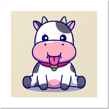 cute baby cow sitting cartoon cute