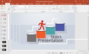 Animated Climbing Stairs Powerpoint Template