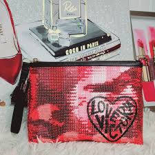 victoria s secret pink sequin cosmetic