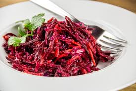 beet carrot red cabbage slaw with