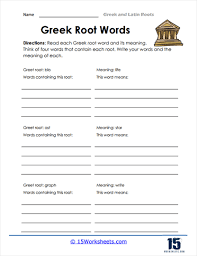 greek and latin roots worksheets 15