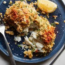 baked cod with ery er topping