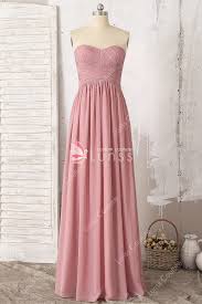 Dusty Pink Sweetheart Long Chiffon Bridesmaid Dress