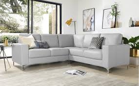 foam light grey leather l shape corner sofa