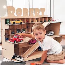 This makes it really easy for kids to take them in and out so they can only get out the toys they want to play with at the time. Wooden Toy Car Parking Garage Toybox